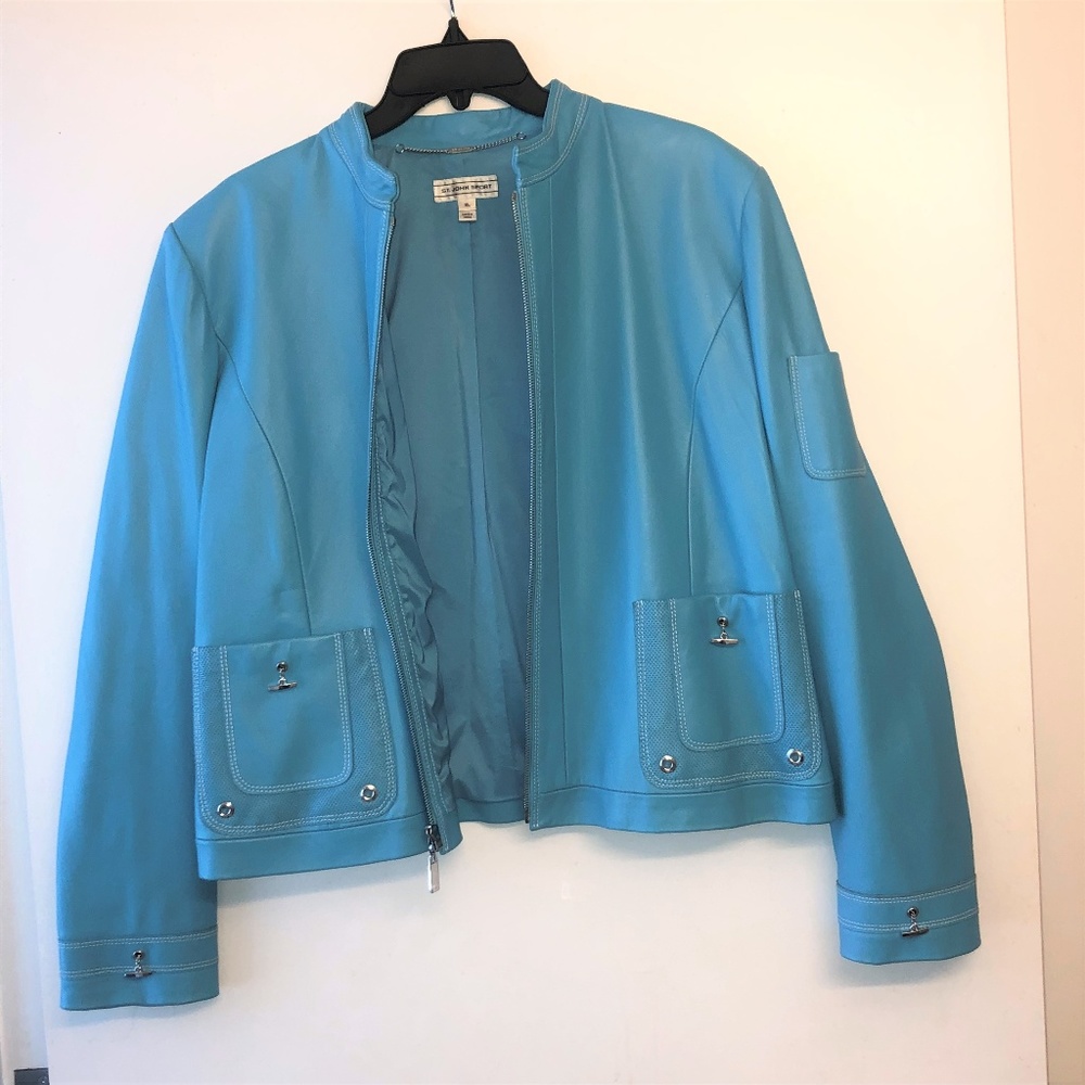 St. John Sport by Marie Gray, Blue Leather Jacket